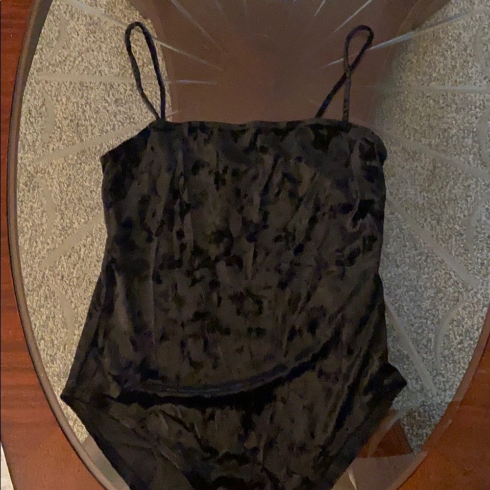 Forever 21 Black Velvet Bodysuit